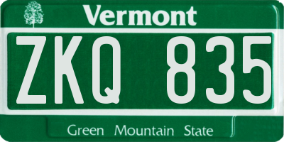 VT license plate ZKQ835