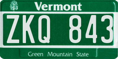VT license plate ZKQ843