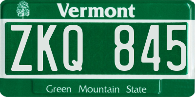 VT license plate ZKQ845