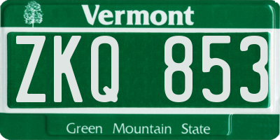 VT license plate ZKQ853
