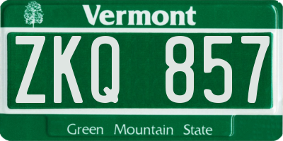 VT license plate ZKQ857