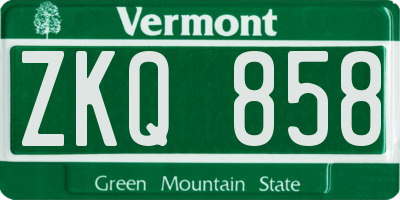 VT license plate ZKQ858