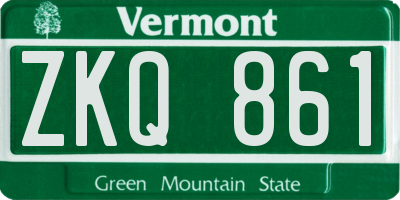 VT license plate ZKQ861