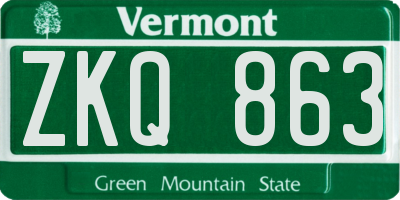 VT license plate ZKQ863