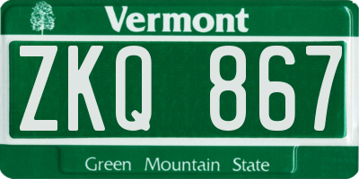VT license plate ZKQ867