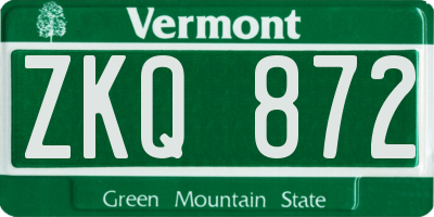 VT license plate ZKQ872