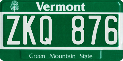 VT license plate ZKQ876