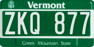 VT license plate ZKQ877