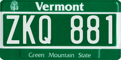 VT license plate ZKQ881