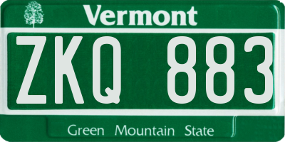 VT license plate ZKQ883