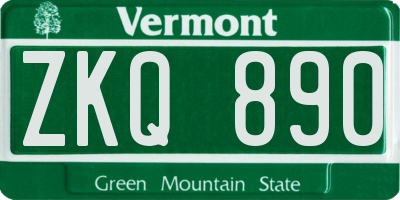VT license plate ZKQ890