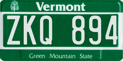 VT license plate ZKQ894