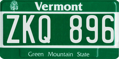 VT license plate ZKQ896