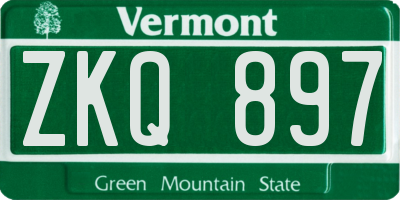 VT license plate ZKQ897