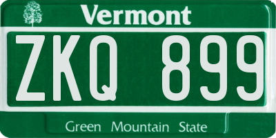 VT license plate ZKQ899
