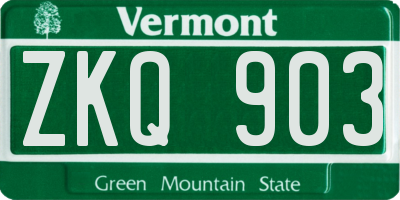 VT license plate ZKQ903