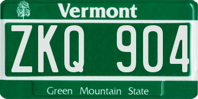VT license plate ZKQ904