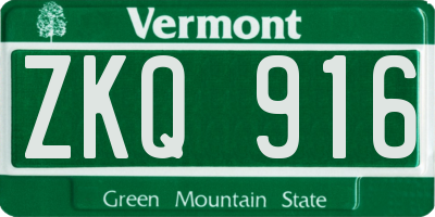 VT license plate ZKQ916