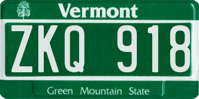 VT license plate ZKQ918