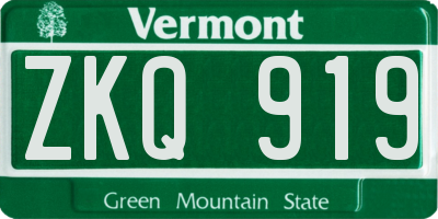 VT license plate ZKQ919