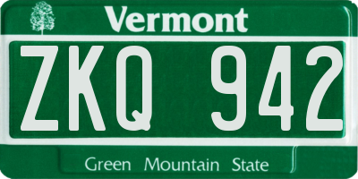 VT license plate ZKQ942