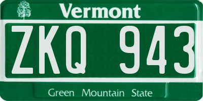VT license plate ZKQ943