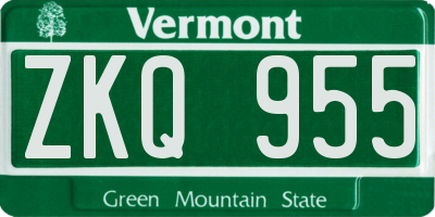VT license plate ZKQ955