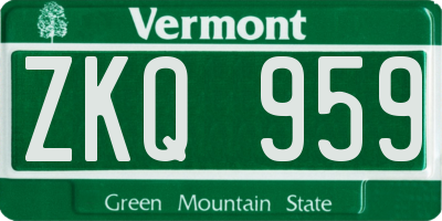 VT license plate ZKQ959