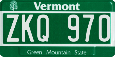 VT license plate ZKQ970