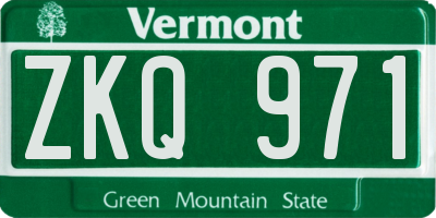 VT license plate ZKQ971