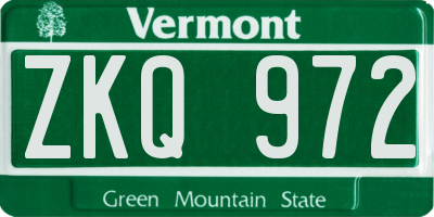 VT license plate ZKQ972