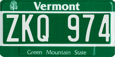 VT license plate ZKQ974