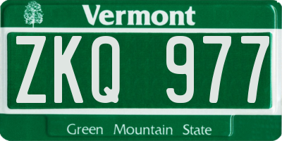 VT license plate ZKQ977