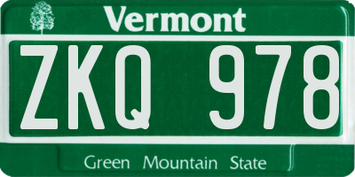 VT license plate ZKQ978