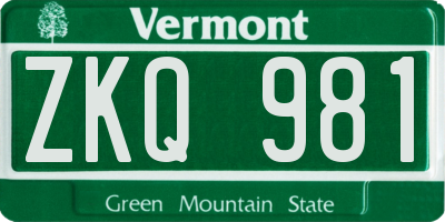 VT license plate ZKQ981