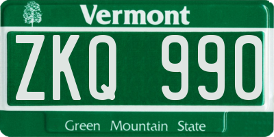 VT license plate ZKQ990