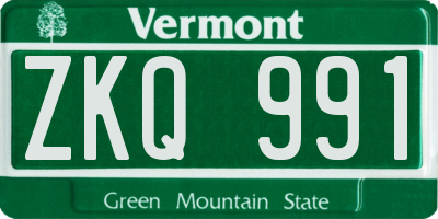 VT license plate ZKQ991