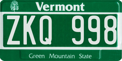 VT license plate ZKQ998