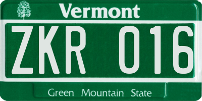 VT license plate ZKR016