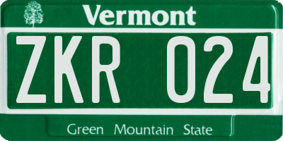 VT license plate ZKR024