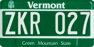 VT license plate ZKR027