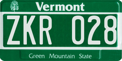 VT license plate ZKR028