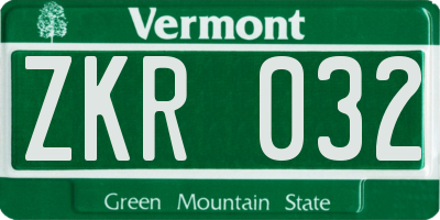 VT license plate ZKR032