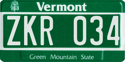 VT license plate ZKR034