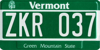 VT license plate ZKR037