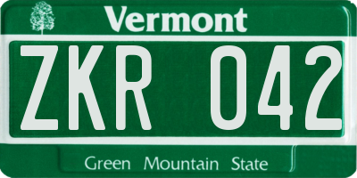 VT license plate ZKR042