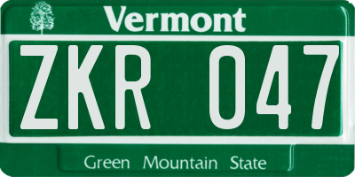 VT license plate ZKR047