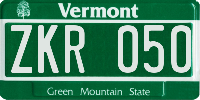 VT license plate ZKR050