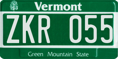 VT license plate ZKR055