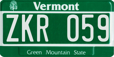 VT license plate ZKR059